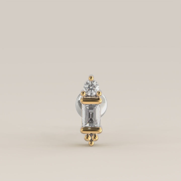 Baguette Round Bezel Ornament Lab Grown Diamond Piercing