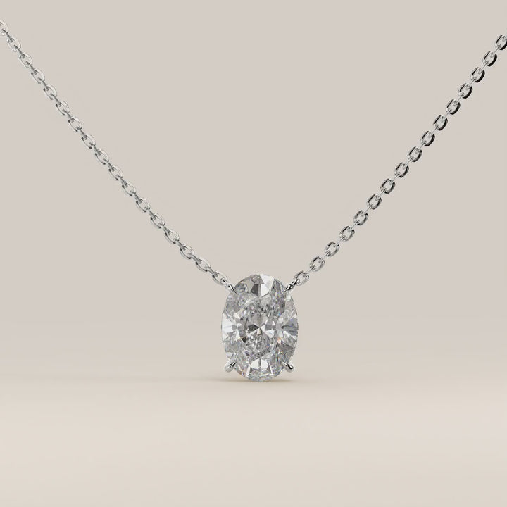 Sophie - Necklace with Double Hidden Halo Oval Pendant Lab Grown Diamond