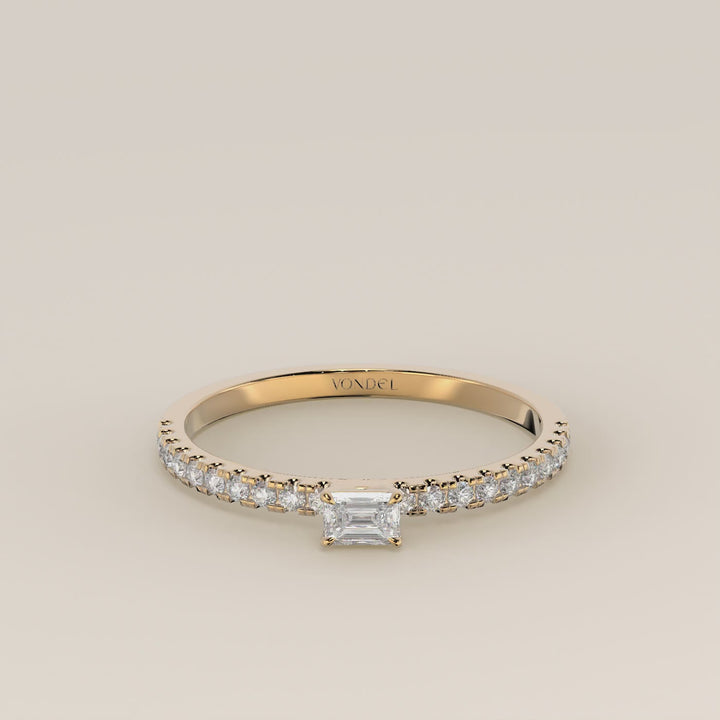 Julie - Emerald Lab Grown Diamond Ring with Pave Band