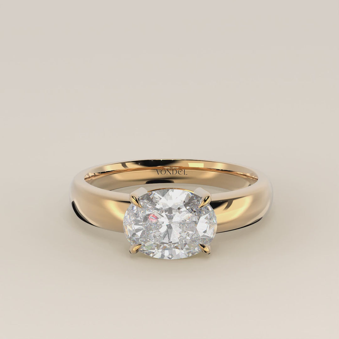 Joan - Oval East to West Lab Grown Diamond Ring with Wide Band