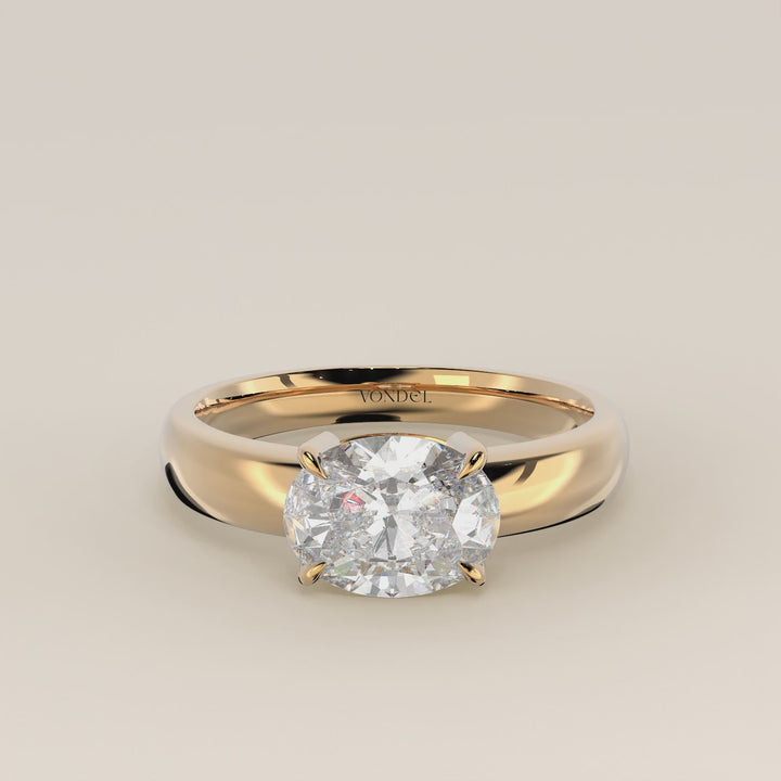 Joan - Oval East to West Lab Grown Diamond Ring with Wide Band