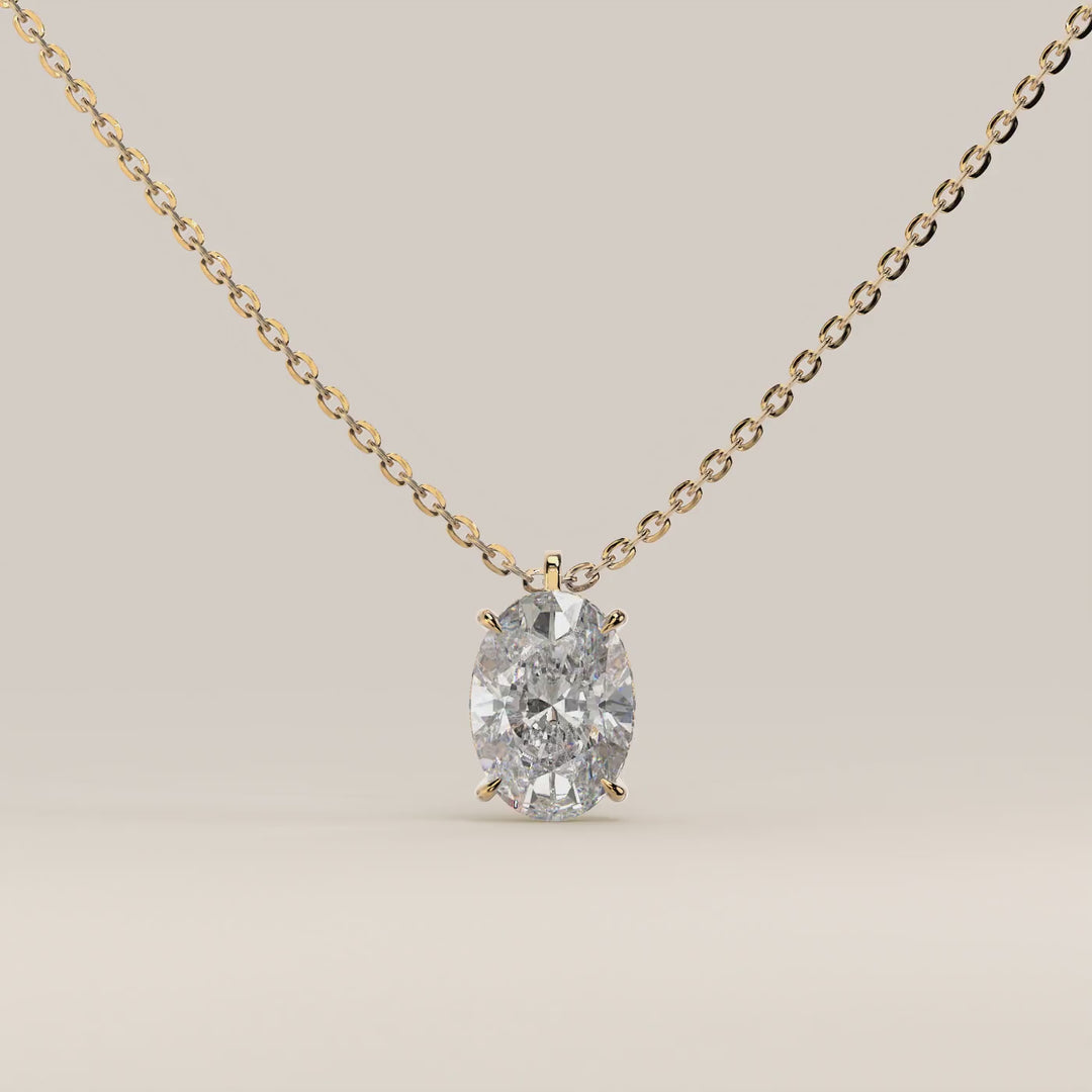 Sophie - Oval Lab Grown Diamond Necklace with Double Hidden Halo