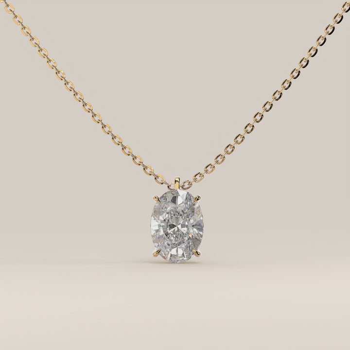 Sophie - Oval Lab Grown Diamond Necklace with Double Hidden Halo