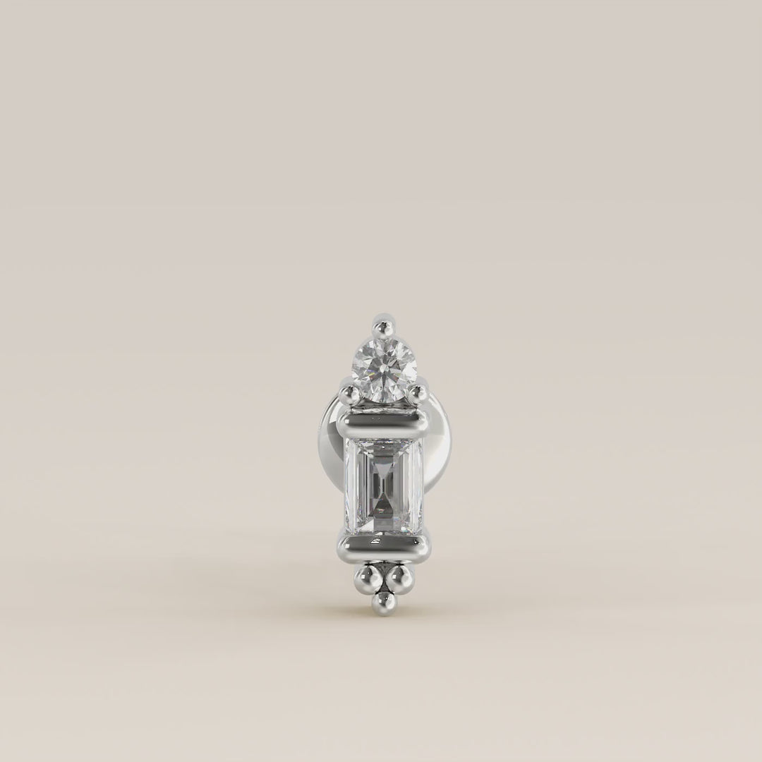 Baguette Round Bezel Ornament Lab Grown Diamond Piercing