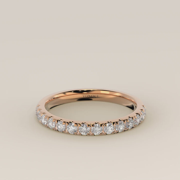 Lab grown diamanten rijring half gezet, rosegoud