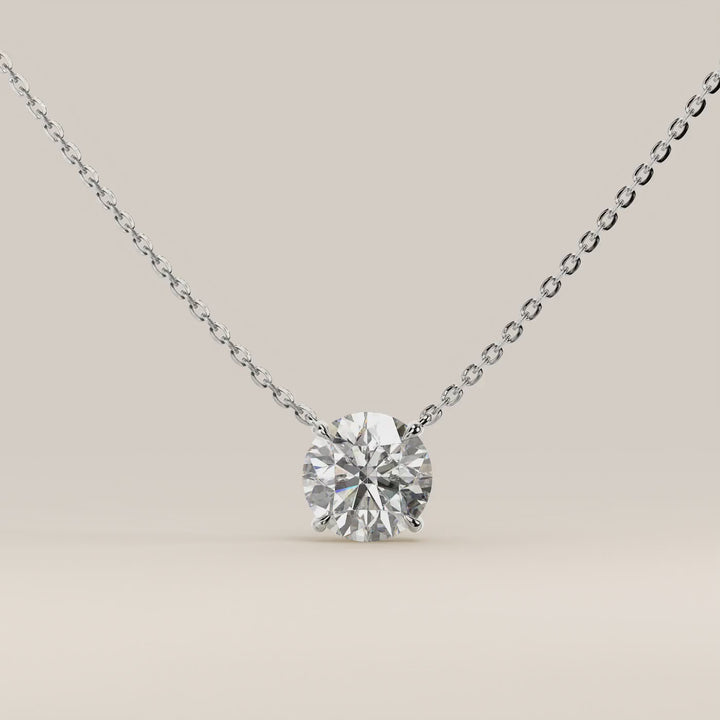 Sophie - Necklace with Double Hidden Halo Round Brilliant Pendant Lab Grown Diamond