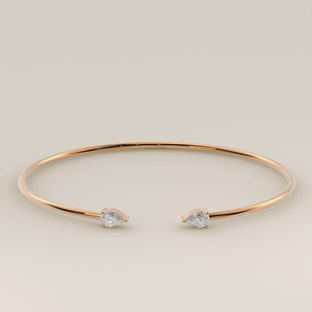 Dua - Open Bangle with Two Pear Lab Grown Diamonds