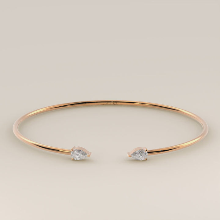 Dua - Open Bangle with Two Pear Lab Grown Diamonds