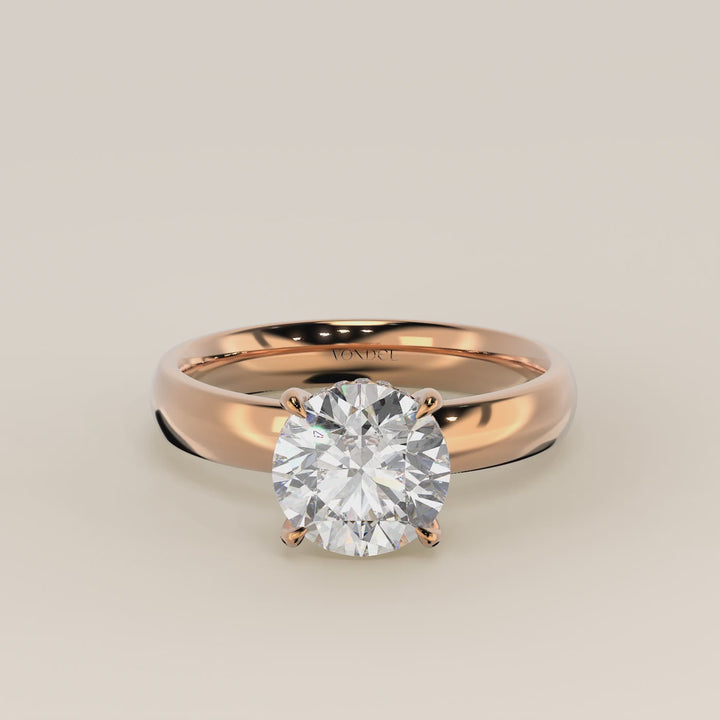 Verlovingsring rond lab grown diamant met brede band en hidden halo, rosegoud