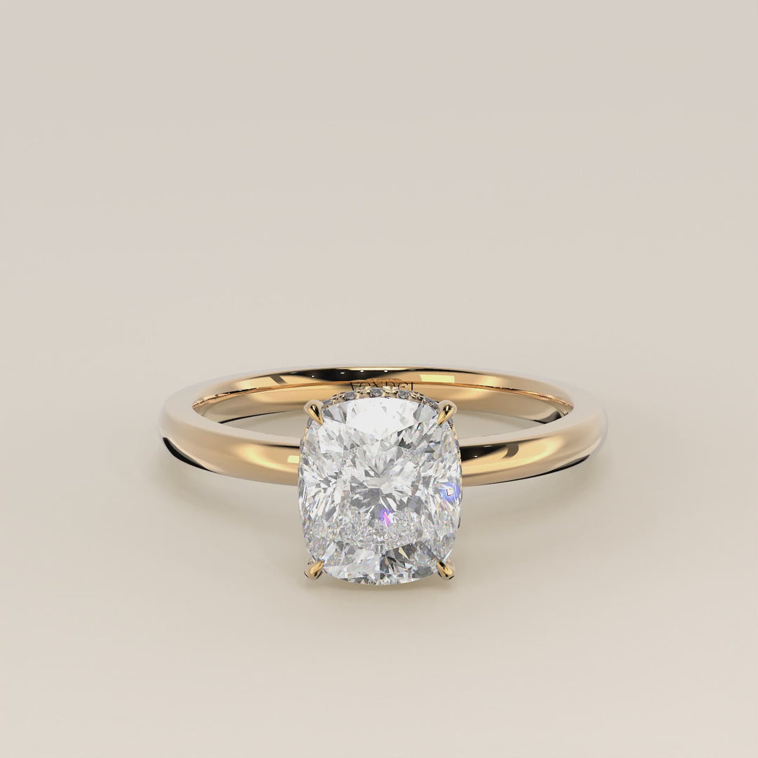 Lexi - Elongated Cushion Lab Grown Diamond Ring Solitair with Wrap Around Halo