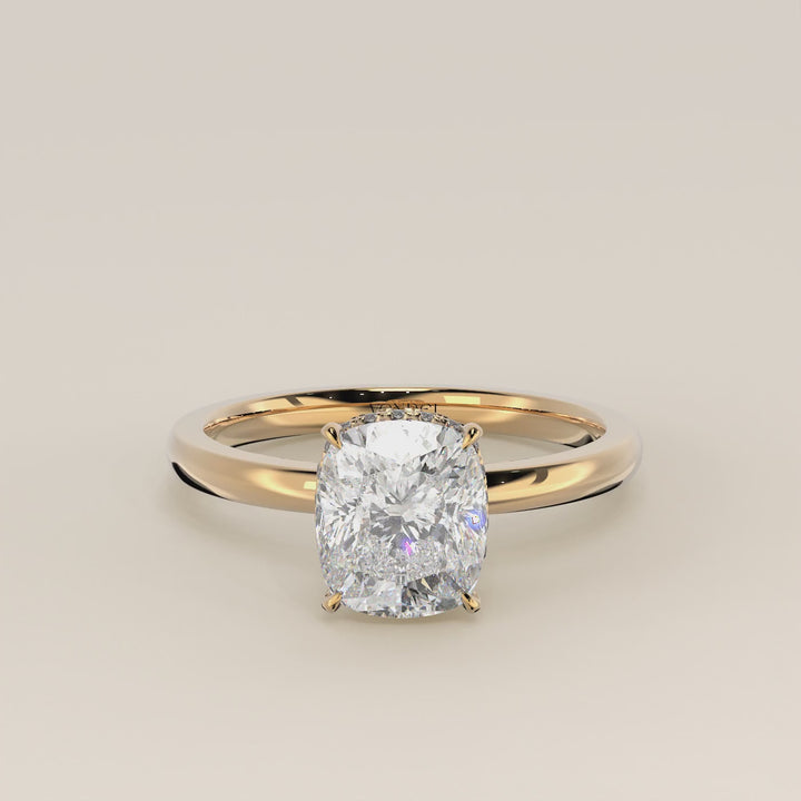 Lexi - Elongated Cushion Lab Grown Diamond Ring Solitair with Wrap Around Halo