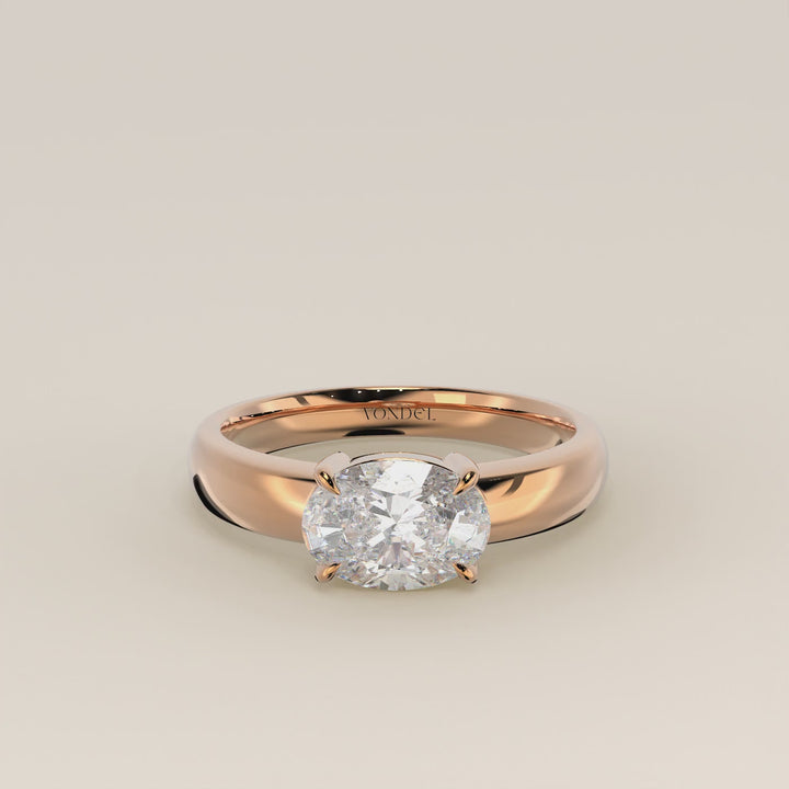 Joan - Oval East to West Lab Grown Diamond Ring with Wide Band