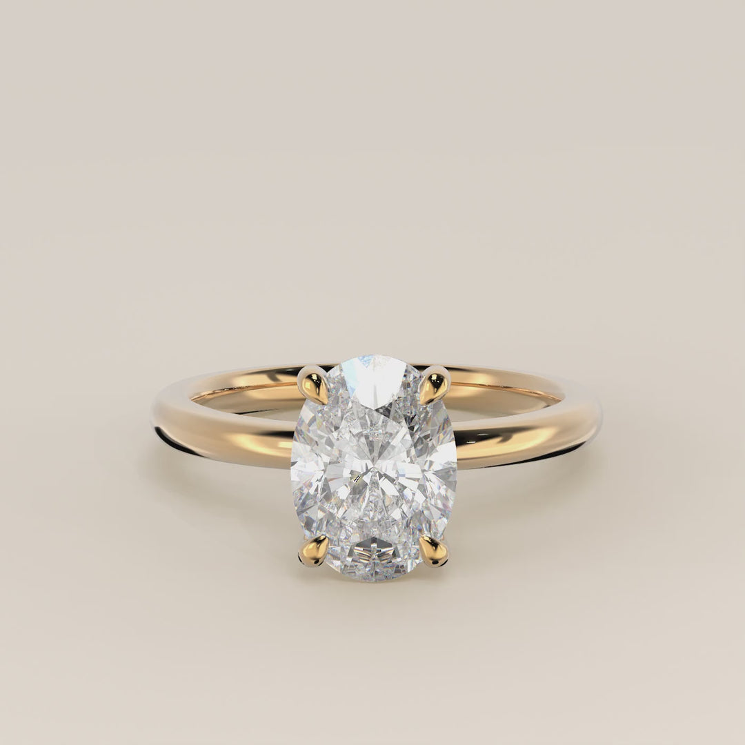 Verlovingsring ovaal lab grown diamant, geelgoud