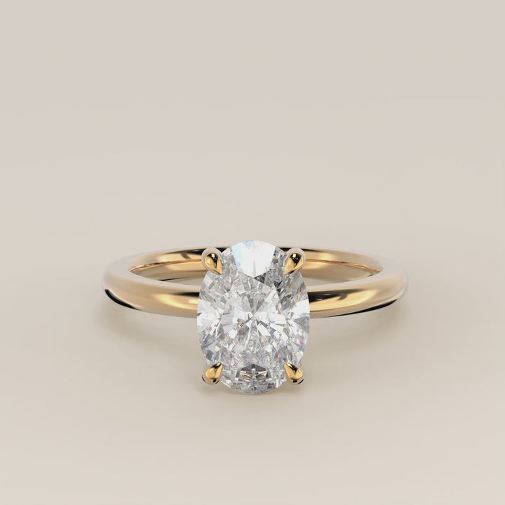 Verlovingsring ovaal lab grown diamant, geelgoud