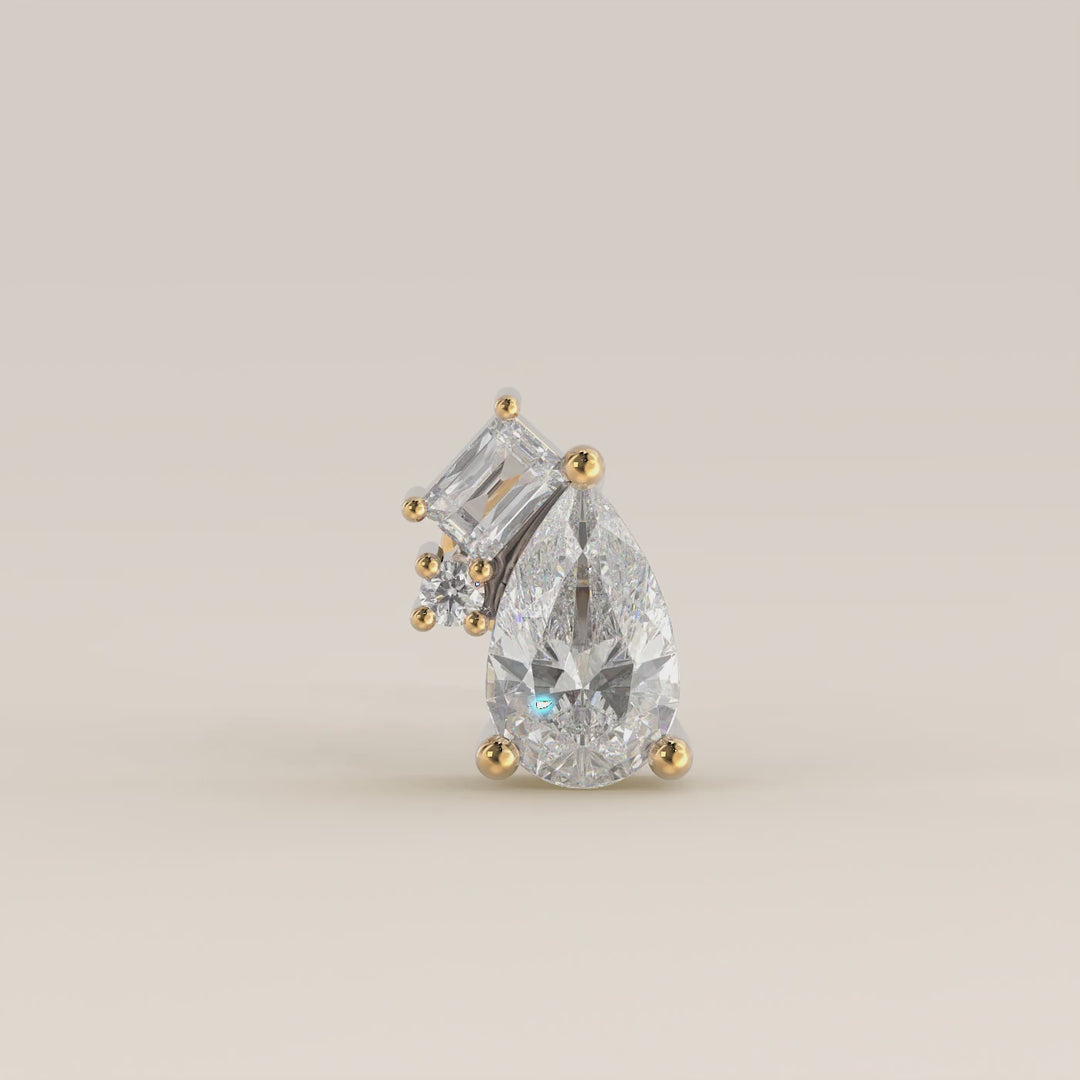 Radiance Pear Radiant Round Tree Stone Cluster Lab Grown Diamond Piercing