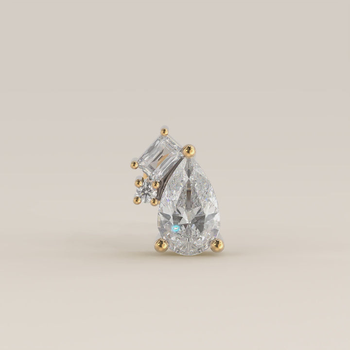 Radiance Pear Radiant Round Tree Stone Cluster Lab Grown Diamond Piercing