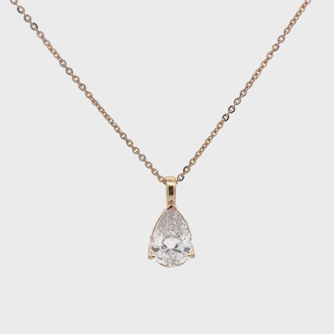 Pear Diamond Pendant Ketting - 18K Geelgoud - 1,62 ct