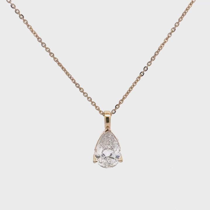 Pear Diamond Pendant Ketting - 18K Geelgoud - 1,62 ct