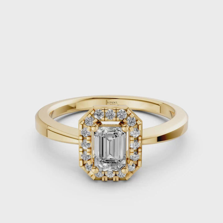 Emerald Halo Ring - 18K Geelgoud - 0,56 ct