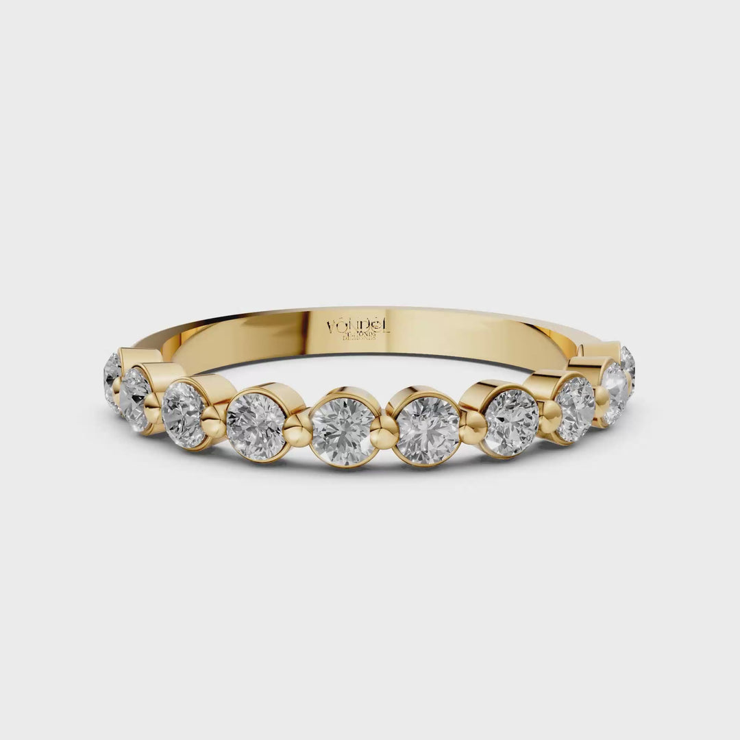 Diamanten Rijring half gezet met Bolzetting - 18K Geelgoud - 0.56 ct