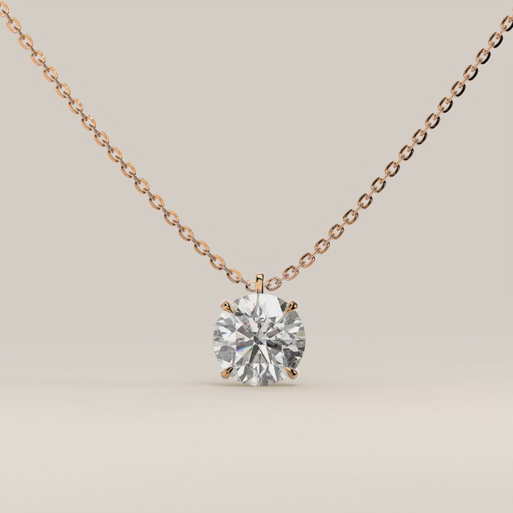 Sophie - Round Brilliant Lab Grown Diamond Necklace with Double Hidden Halo