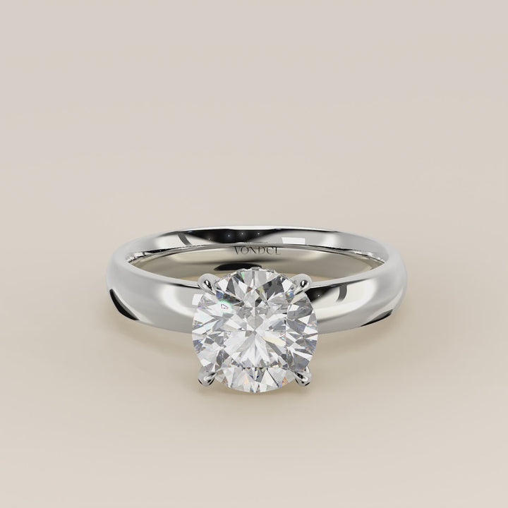 Verlovingsring rond lab grown diamant met brede band en hidden halo, witgoud