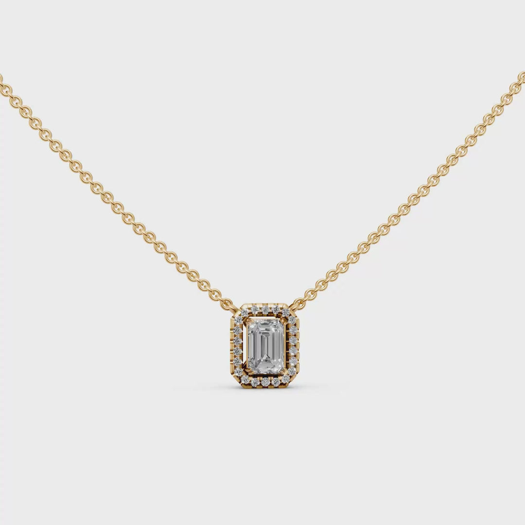 Emerald Halo Diamanten Pendant Collier - 0,75 ct