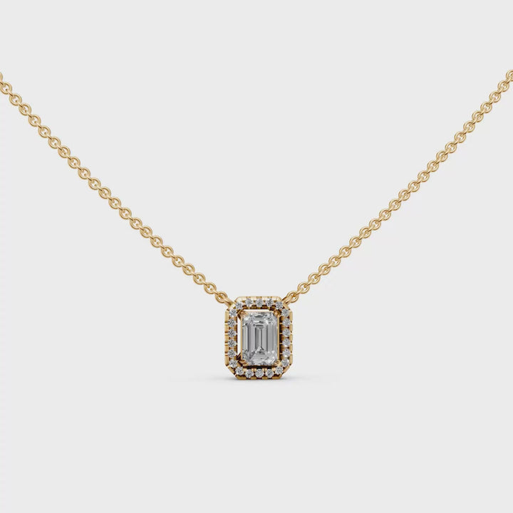 Emerald Halo Diamanten Pendant Collier - 0,75 ct