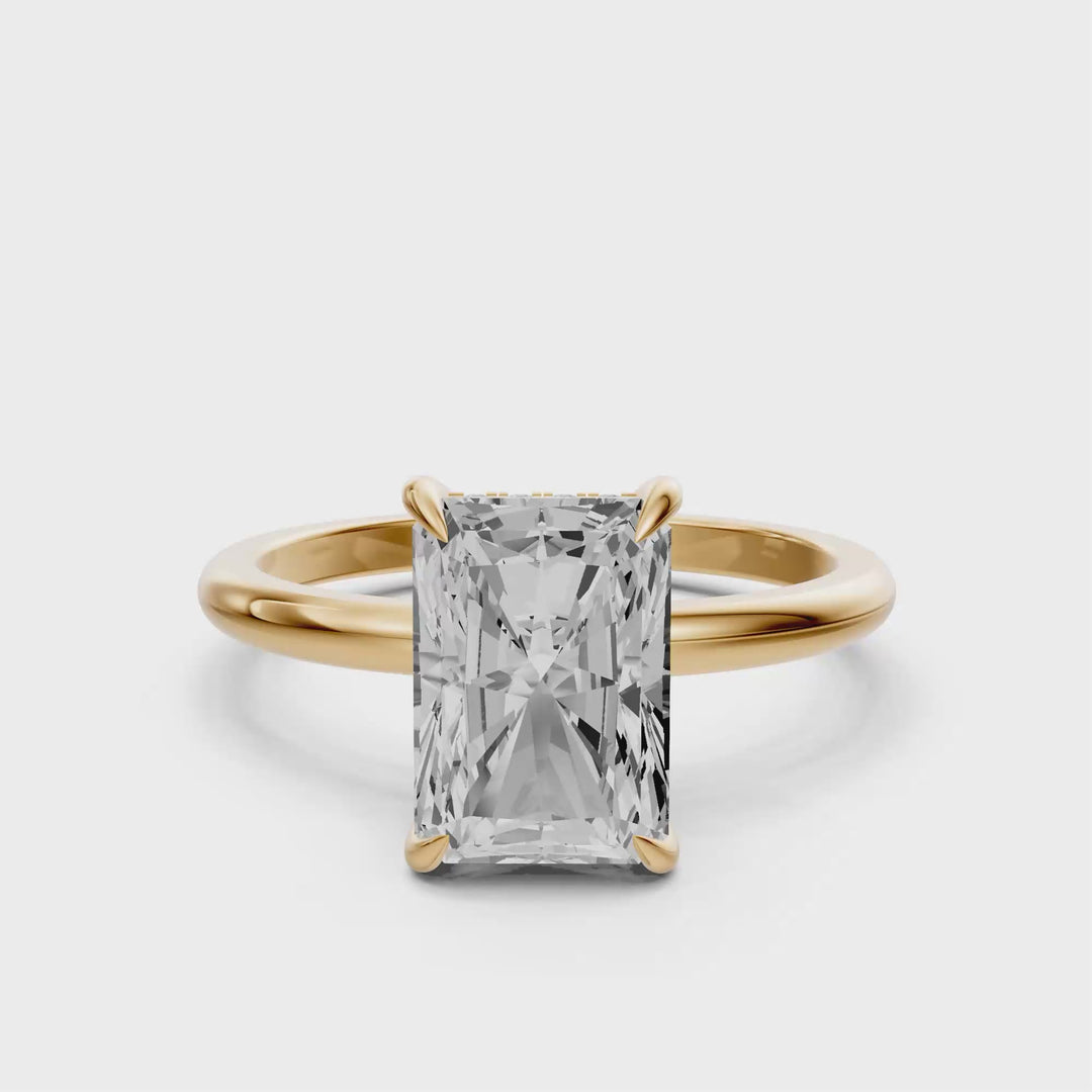 Rosie - Solitaire Radiant Ring met Hidden Halo