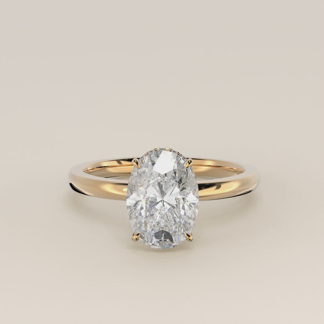 Lexi - Oval Lab Grown Diamond Ring Solitair with Wrap Around Halo