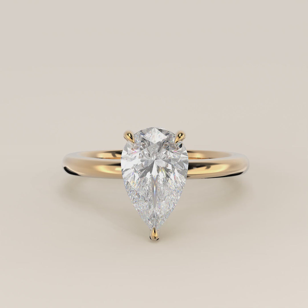 Verlovingsring peer lab grown diamant, geelgoud