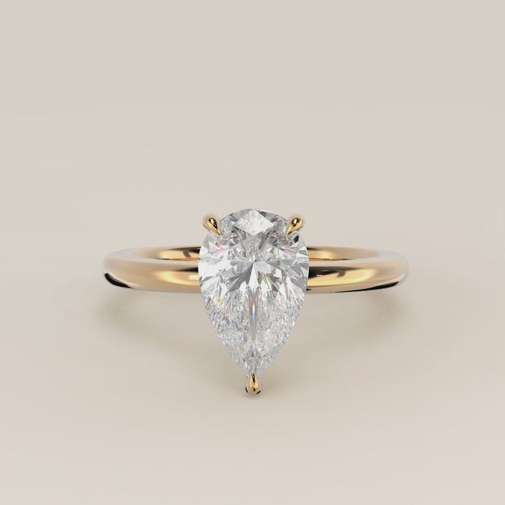 Verlovingsring peer lab grown diamant, geelgoud