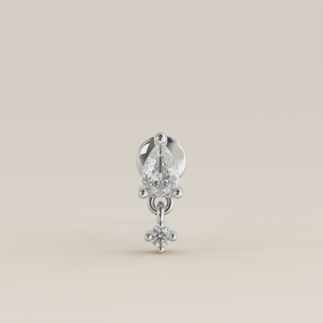 Cascade Pear Round Pendant Small Lab Grown Diamond Piercing