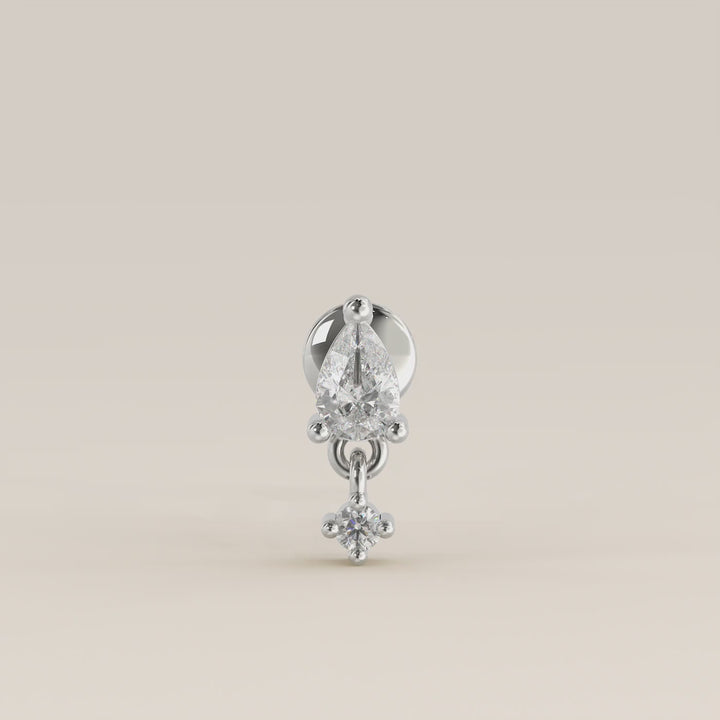 Cascade Pear Round Pendant Small Lab Grown Diamond Piercing