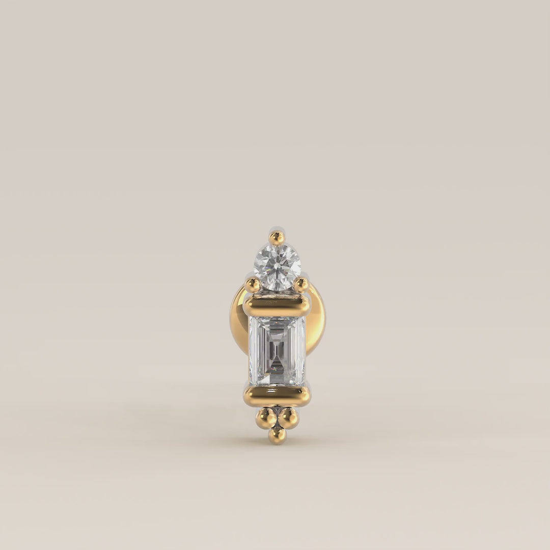 Baguette Round Bezel Ornament Lab Grown Diamond Piercing