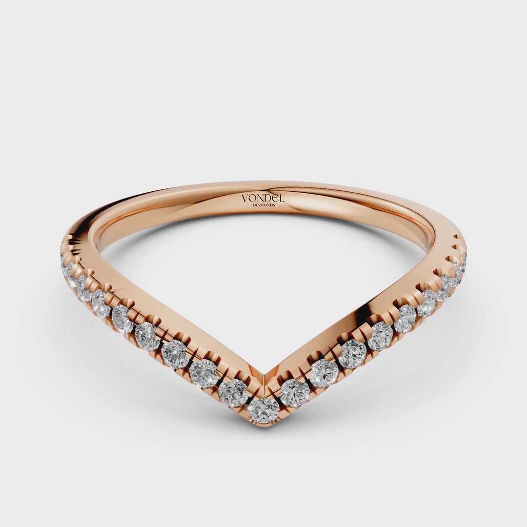 V-vormige Diamanten Rijring half gezet - 18K Geelgoud - 0.56 ct
