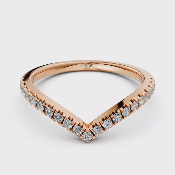 V-vormige Diamanten Rijring half gezet - 18K Geelgoud - 0.56 ct