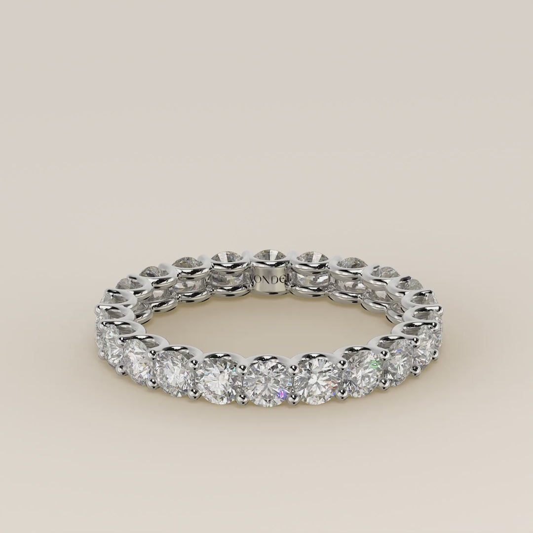 Rond full eternity lab grown diamant ring met u-zetting, witgoud