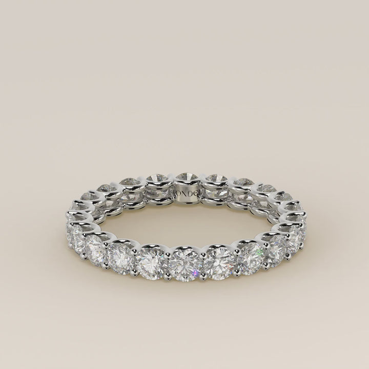 Rond full eternity lab grown diamant ring met u-zetting, witgoud