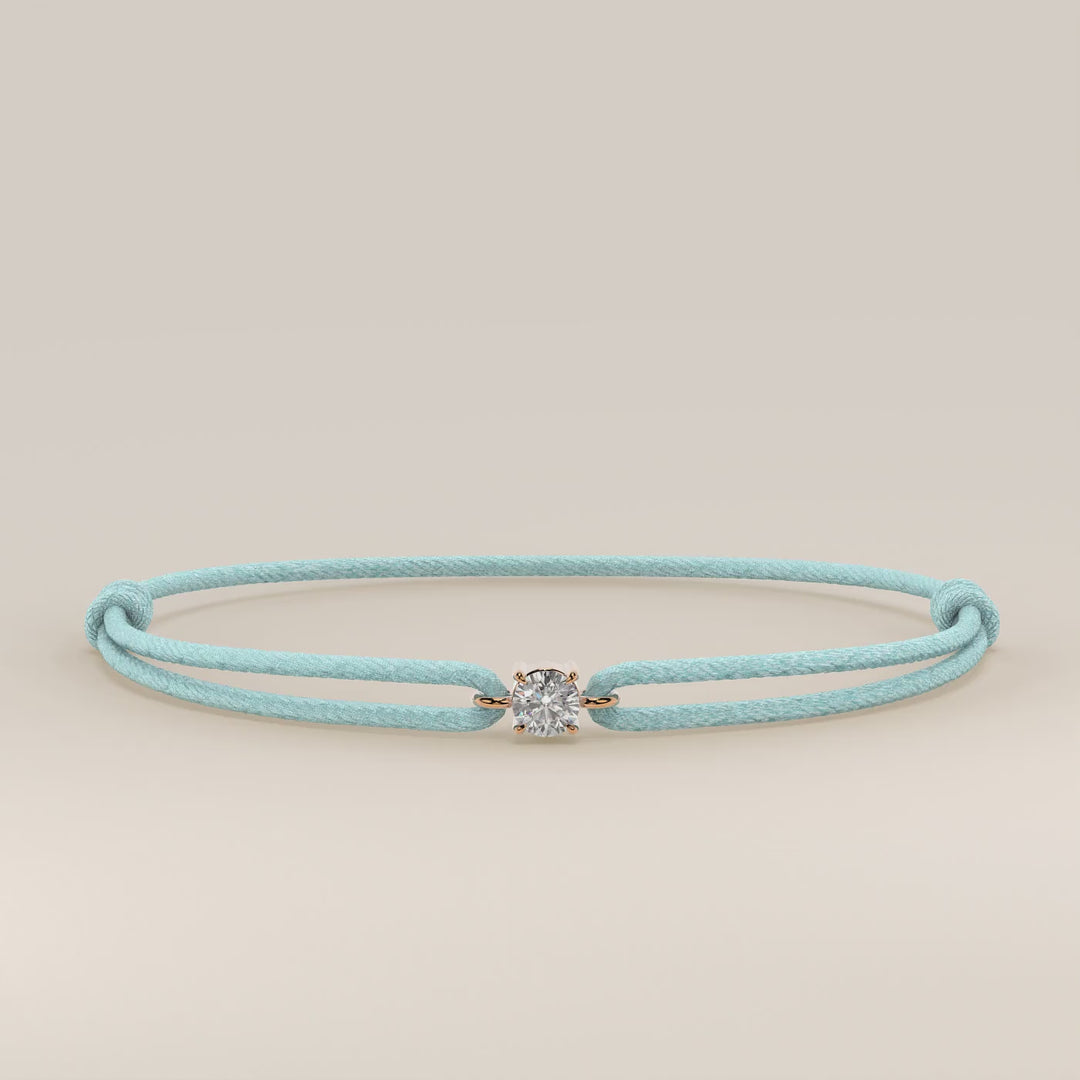 Nora - Round Lab Grown Diamond Pendant Bracelet with Satin Cord