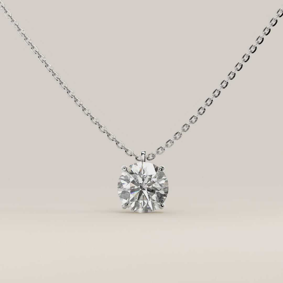 Sophie - Round Brilliant Lab Grown Diamond Necklace with Double Hidden Halo