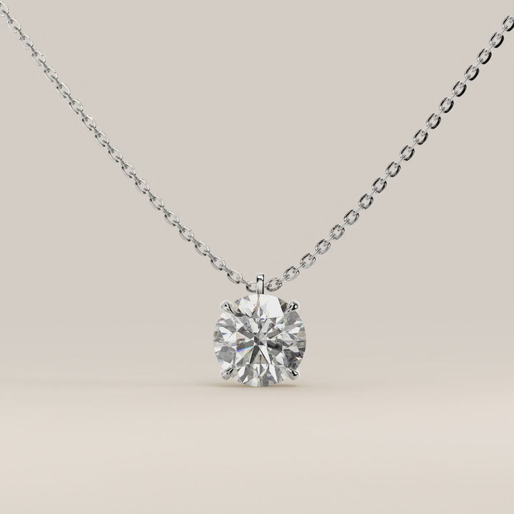 Sophie - Round Brilliant Lab Grown Diamond Necklace with Double Hidden Halo