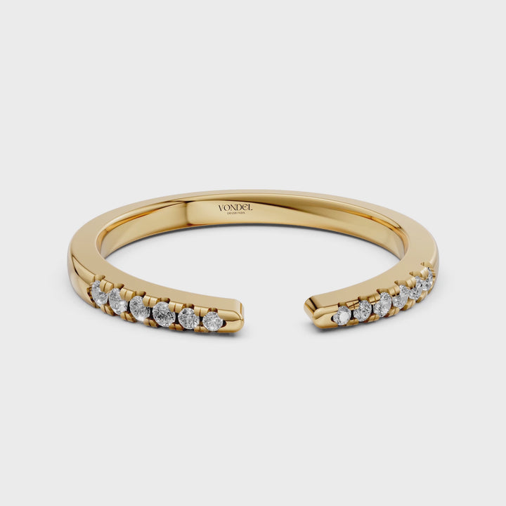 Open Rijring met ronde briljanten - 18K Geelgoud - 0,11 ct