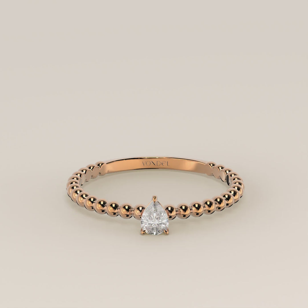 Lina - Pear Lab Grown Diamond Ring with Round Dot Band