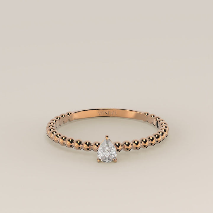 Lina - Pear Lab Grown Diamond Ring with Round Dot Band