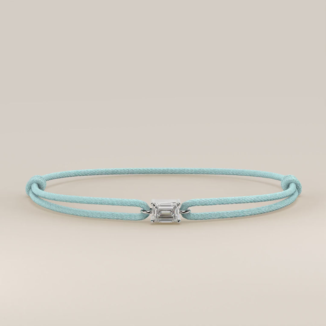 Nora - Emerald Lab Grown Diamond Pendant Bracelet with Satin Cord