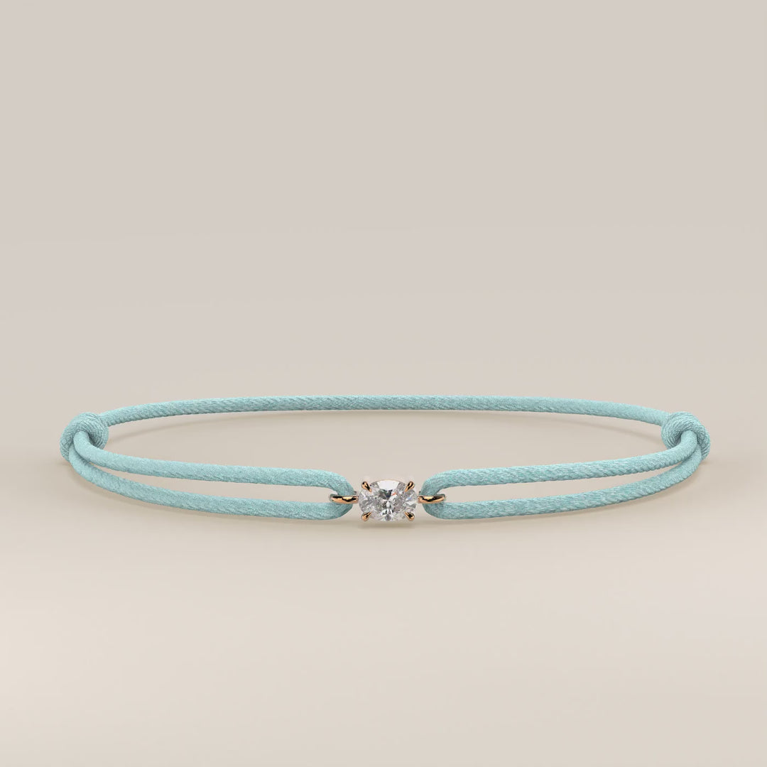 Nora - Oval East to West Lab Grown Diamond Pendant Bracelet with Satin Cord