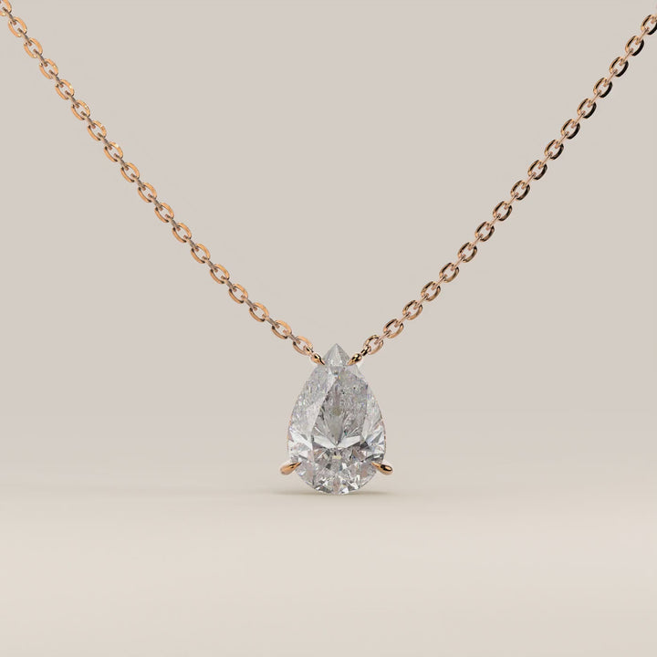 Sophie - Necklace with Double Hidden Halo Pear Pendant Lab Grown Diamond