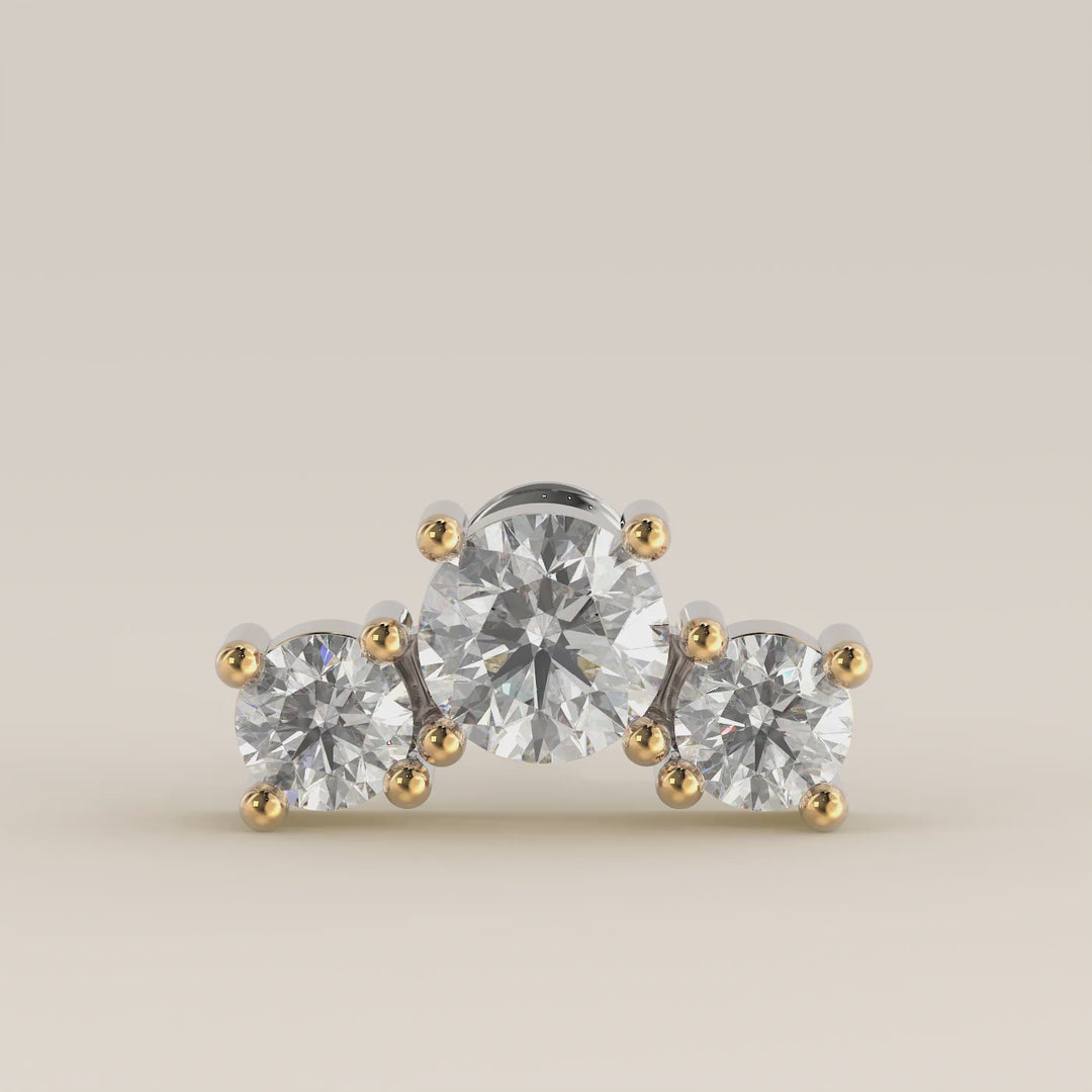 Radiance Round Graduating Trio Lab Grown Diamond Piercing
