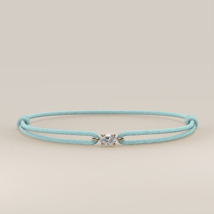 Nora - Oval East to West Lab Grown Diamond Pendant Bracelet with Satin Cord